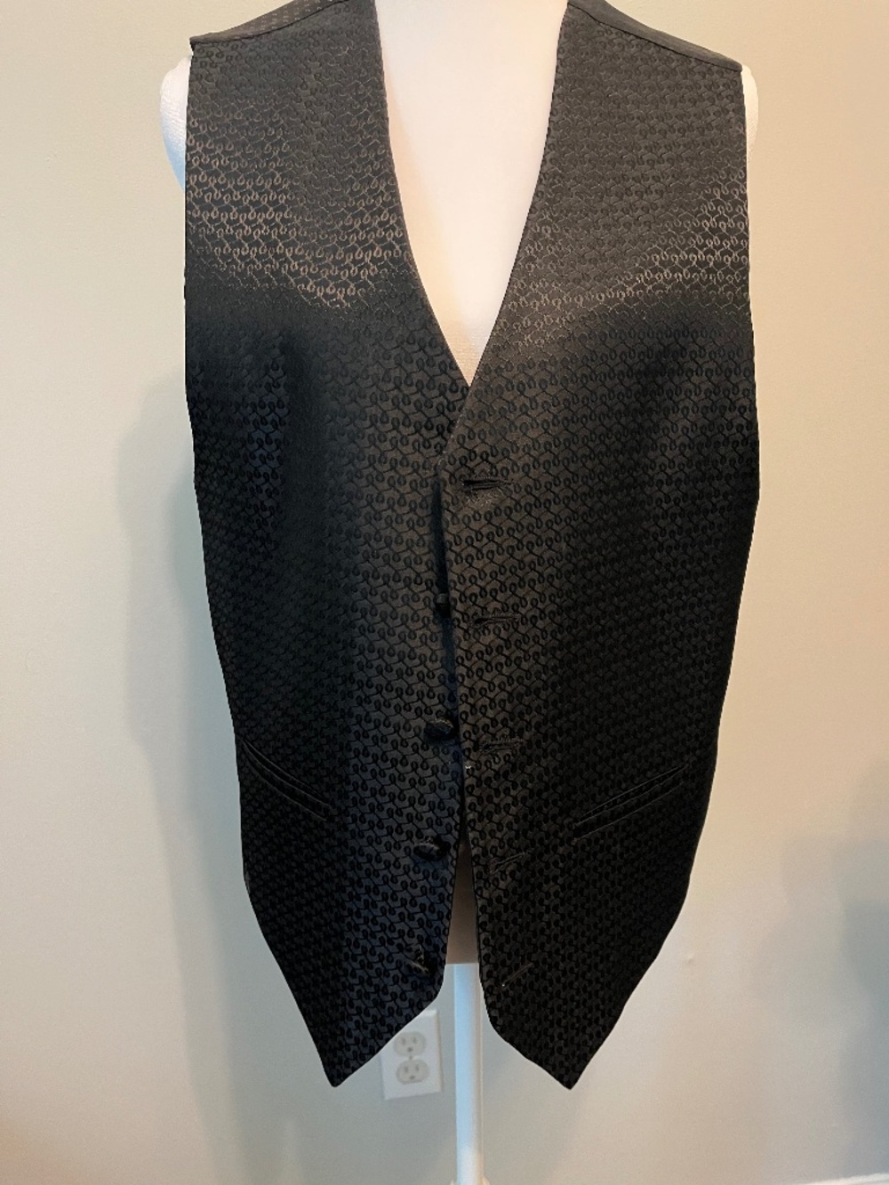 Bracci Men's Black Diamond Jacquard Formal Vest Sz S